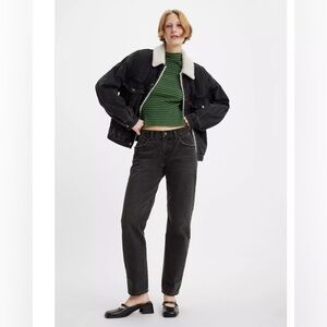 Women's Black Levi’s Middy Irregular Straight Leg Jeans 29x30 Classic Denim